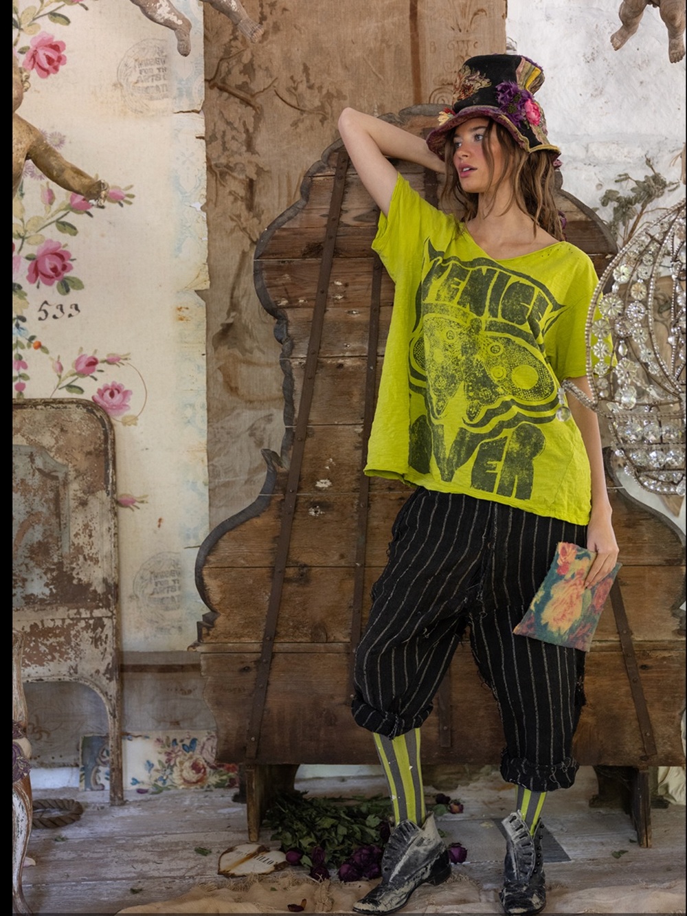 Magnolia Pearl 💚💛 Venus Love Butterfly Tee - NWT - Yellow plum
